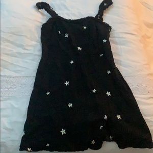 black mini dress w/ white flowers